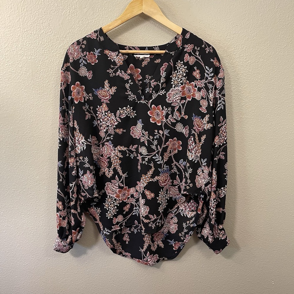 Maurices Flowy Floral Top High Low Office Dark Romantic Whimsygoth Cottage Sz L